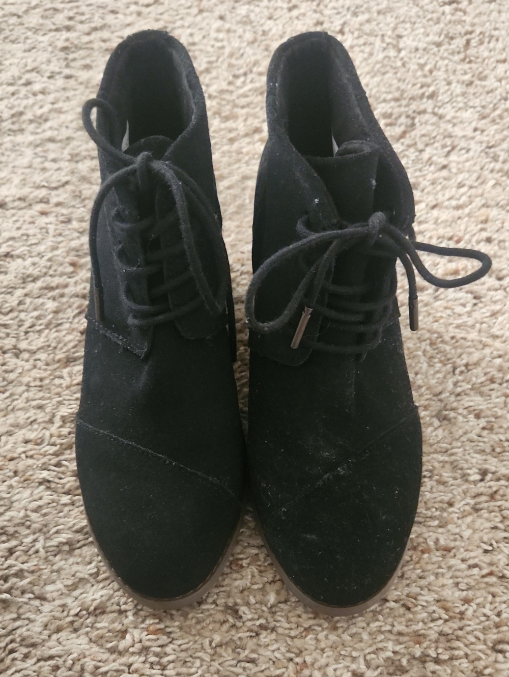 Toms Black Suede Lace-Up Ankle Boots